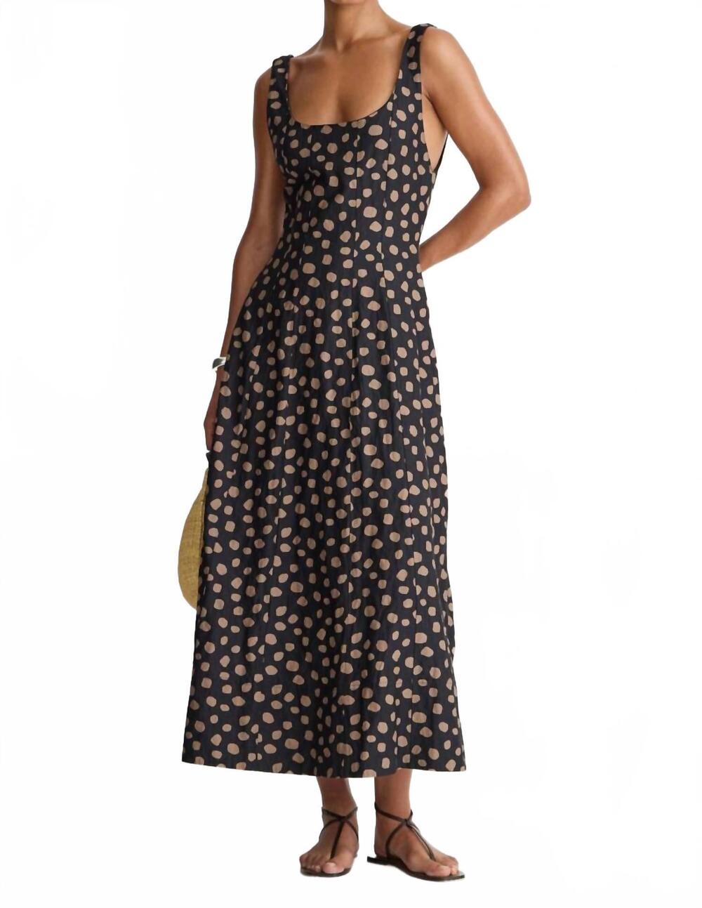 NEW APIECE APART ballet tank maxi dress in yayoi black & camel